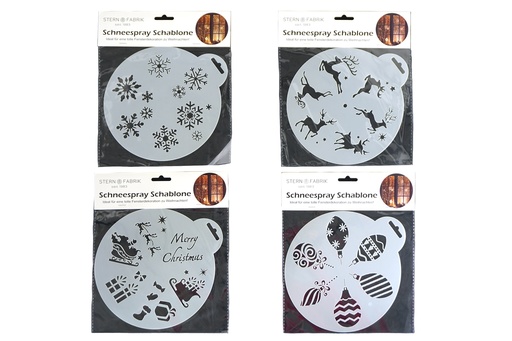 [15788] Spray Schablone "Weihnachtsmuster" Ø 19,5cm, 4 Designs