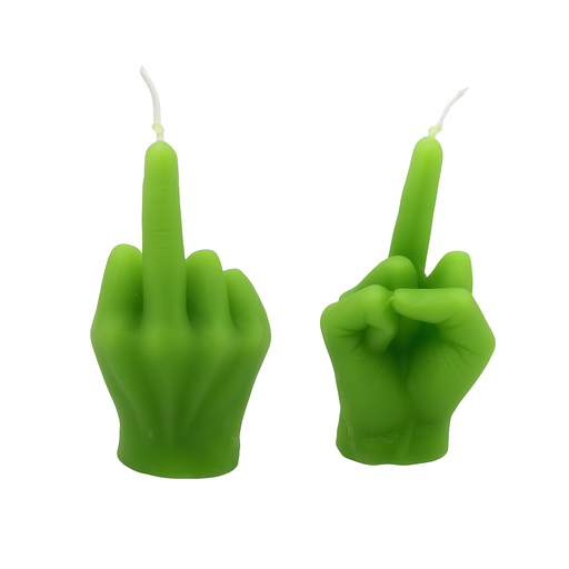 [15838] Kerze Festtags-Muffel Mittelfinger, 5×9,3 cm, grün | Lustige Anti-Weihnachten Deko & Geschenkidee für Weihnachtsmuffel & Wichtelrunden (Festtags-Muffel Serie)