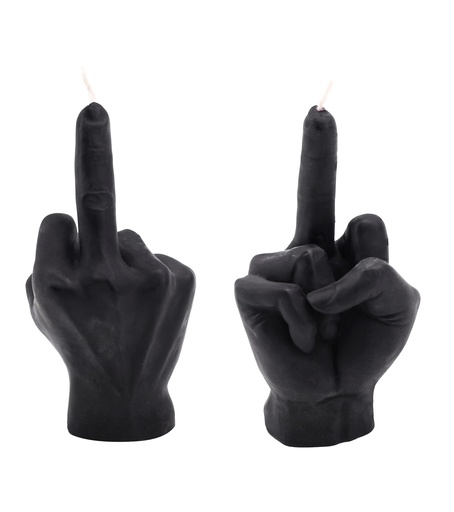 [15957] XXL Kerze "Festtags-Muffel" Mittelfinger 9x18cm Schwarz/Weiß