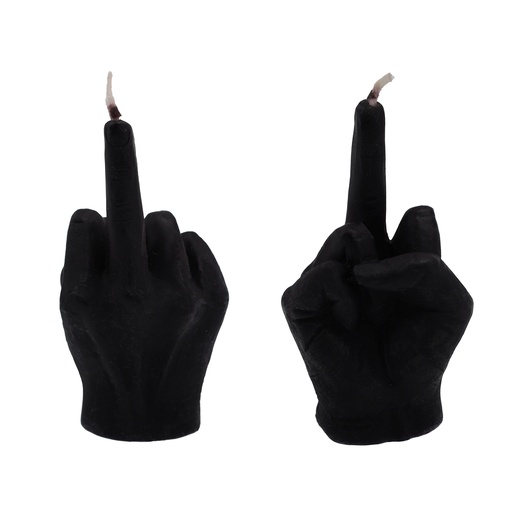 [15956] Kerze "Festtags-Muffel" Mittelfinger 5x9,3cm Schwarz/Weiß