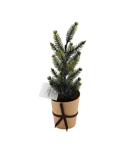 [15754] Weihnachtsdeko "Tannenbaum im Topf" mit Lederschleife, 17x7cm