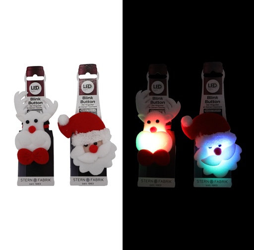 [15812] LED Weihnachtsanstecker Blink-Button auf Karte 2 Designs