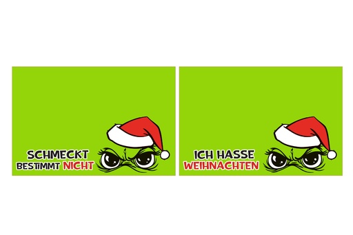 Platzset Festtags-Muffel 45 × 30 cm – Lustige Anti-Weihnachten-Tischsets aus Filz | Witzige Tischdeko für Weihnachtsmuffel & Wichtelpartys | 2 Designs