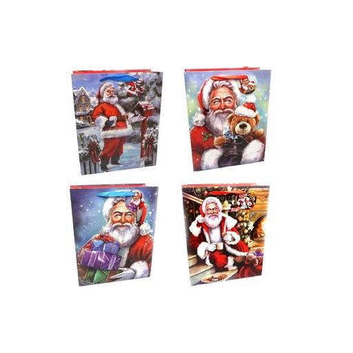 [11060] Geschenktasche Weihnachten Santa Klein "Glitter Santa"  18x23x10cm