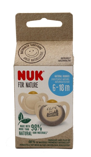 [14165] Nuk Schnuller 2er Pack for Nature - Kautschuk 6-18 M - Beige