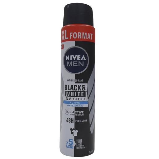 [13188] Nivea deodorant spray XXL 250 ml. Men black & white invisible active.