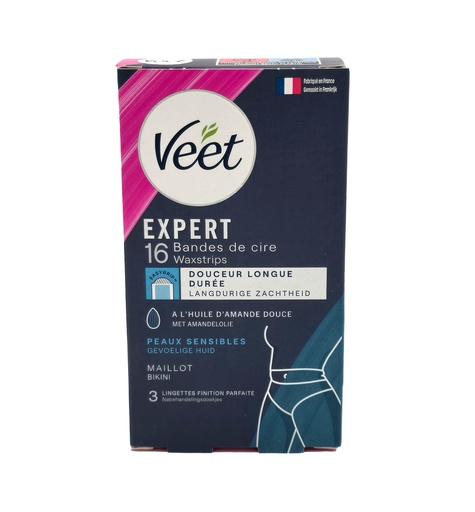 [16237] Veet Expert Wachsstreifen 16 Stück + 3 Finish Tücher , Bikinizone & Achseln