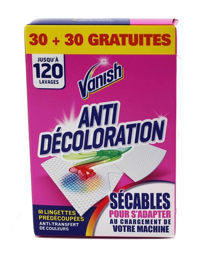 [13826] Vanish Color Farbfänger Tücher 60Stk Anti-Transfer 120WL