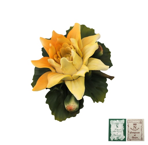 [P0000357] Capodimonte Porzellan XXL Seerose gelb 9x18cm