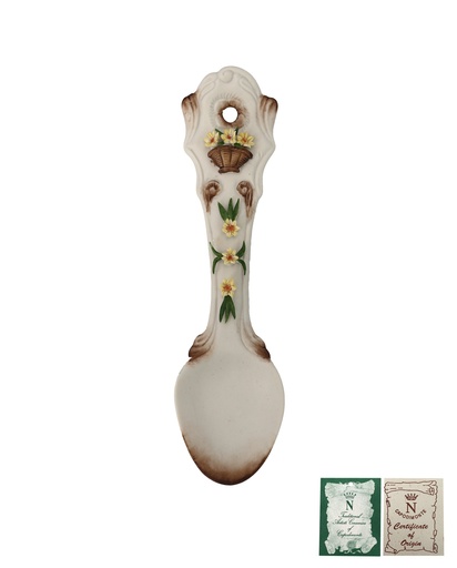 [P0000363] Capodimonte Porzellan Löffel Blumerl gelb 20cm