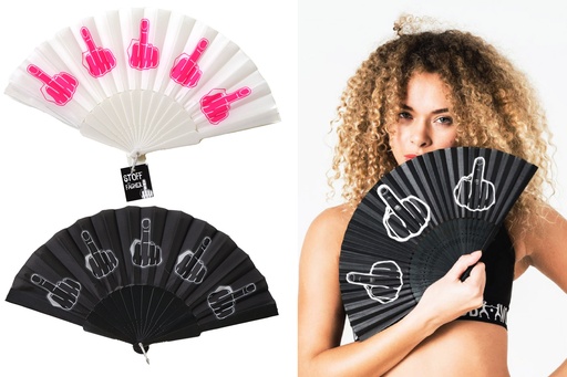 [P0001027] Fächer Stoff "Mittelfinger", 2 fach sortiert, 23 cm