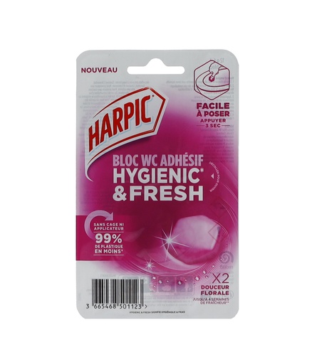 [P0001103] Harpic Hygiene und frischer selbstklebender Toilettenblock Blumen 2x12g