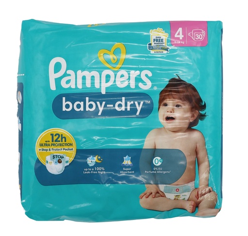 [P0001296] Pampers Baby Dry Windeln 30Stück Size 4 (9-14kg)