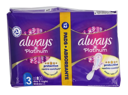 [P0001690] Always Platinum Damenbinden 12Stück Size 3 Day&Night Ultra Wings