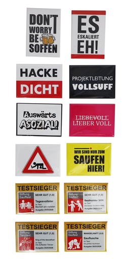 [P0001801] Kühlschrankmagnet, 9x6,5cm, "Malle-Party" 12 Designs