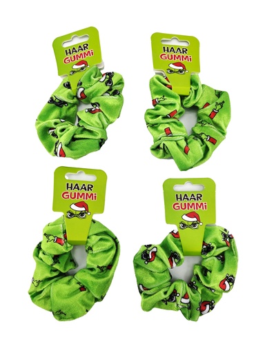 [P0002029] Samt-Haargummi Festtags-Muffel Ø 10 cm | 2 Designs | Lustiges Anti-Weihnachten-Haarband für Weihnachtsmuffel & witzige Geschenkideen