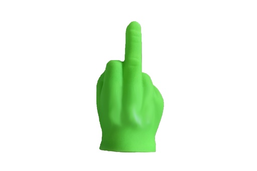 [P0002044] LED Licht Mittelfinger Festtags-Muffel | 7 × 3 × 9 cm | Grün | Batterien inkl. | Lustige Anti-Weihnachten Deko für Weihnachtsmuffel & Humor-Fans