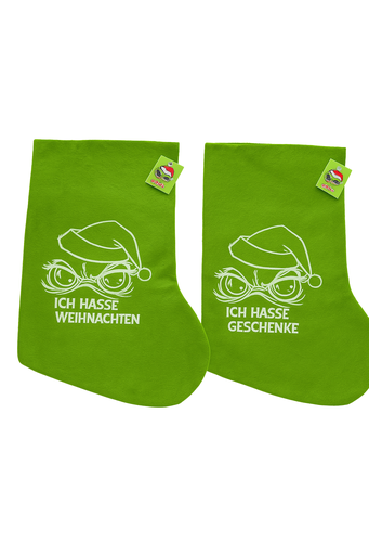 Nikolaussocke Festtags-Muffel 39,5 × 18 cm, 2 Designs | Lustige Anti-Weihnachten Geschenksocke für Weihnachtsmuffel & Wichtelfans