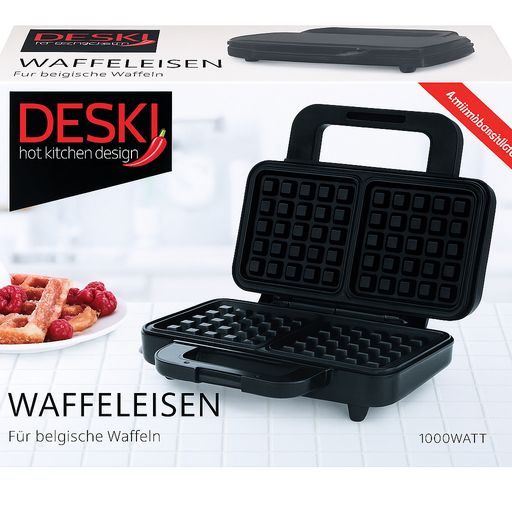 [P0002564] DESKI Waffeleisen für belgische Waffeln 1000 Watt Cool Touch