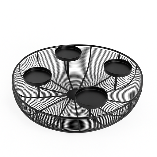 [P0002573] Weihnachts Adventskranz aus Metall Ø 36,5 cm, schwarz