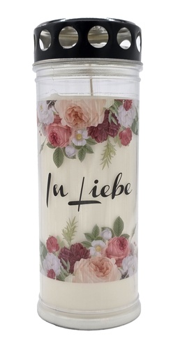 [P0002778] Grabkerze | Erstklassige Qualität | 20cm x 7,5 cm mit Motiv | In Liebe Flower