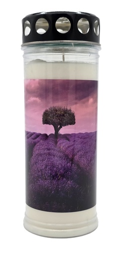 [P0002780] Grabkerze | Erstklassige Qualität | 20cm x 7cm mit Motiv | Lavendelfeld