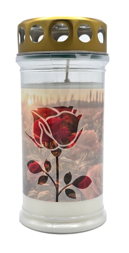 [P0002786] Grabkerze | Erstklassige Qualität | 17cm x 7,5cm mit Motiv | Rose Matt