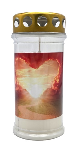 [P0002788] Grabkerze | Erstklassige Qualität | 17cm x 7,5cm mit Motiv | Himmelstor Herz