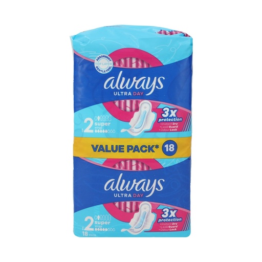 [P0003295] Always Ultra Damenbinden SUPER 18Stück Größe 2 Day Wings