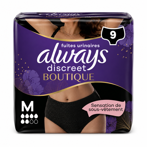 [P0003943] Always Discreet Inkontinenzhosen 9Stück Size M Boutique Black