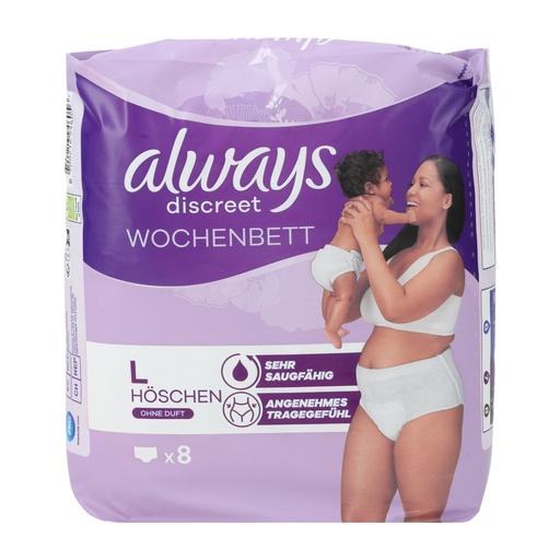 [P0003944] Always Discreet Inkontinenzhosen Wochenbett 8Stück Size L