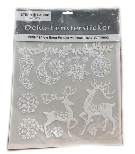 [11487] Weihnachtsaufkleber Fenstersticker XXL weiß/glitzer 