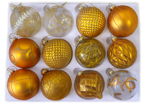 [11479] Weihnachtskugeln Glas "Deluxe" Ø 8cm |1 Stück | Sortiment D | Handegemacht