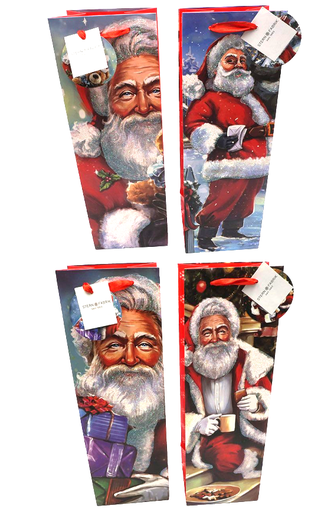 [11435] Flaschentasche Weihnachten "Glitter Santa" 12x36x10cm