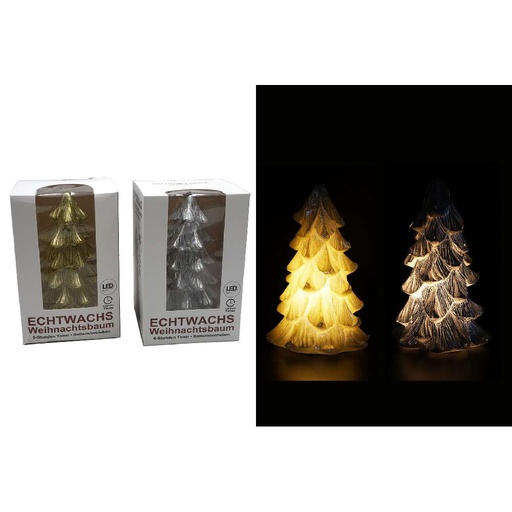 [11529] LED Echtwachs Weihnachtsbaum, 19cm, warmweiß, mit Timer