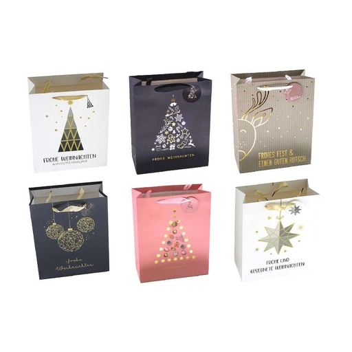 [11361] Geschenktüte Weihnachten "Modern Christmas Colorful" 26x32x12cm