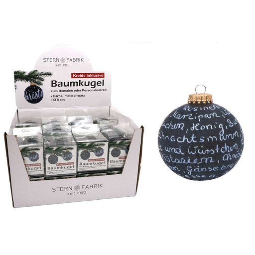 [11346] Weihnachtskugeln Kunststoff "zum Beschriften" 8cm inkl. Kreide